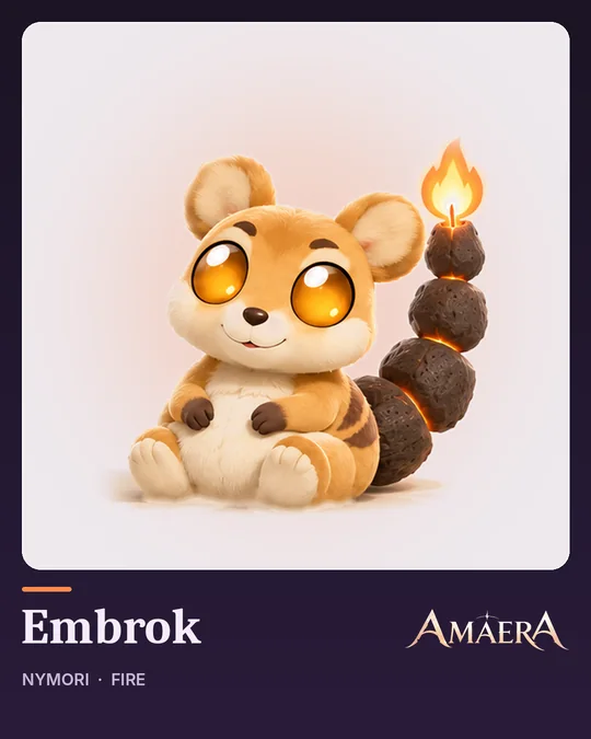 Embrok, a cheerful little fox-marsupial with a stone-segmented tail
